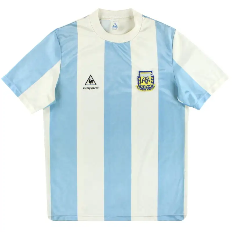 1986 Argentina Le Coq Sportif 'Campeon Mundial' Home Shirt M