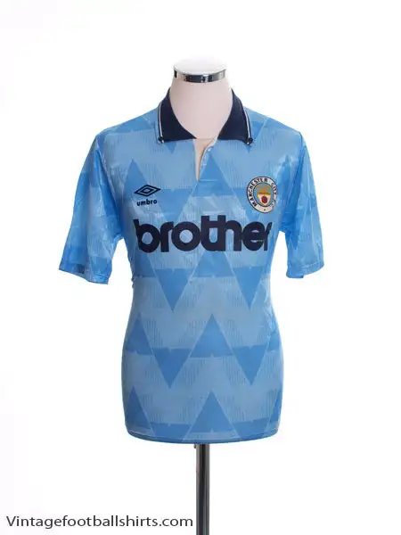 1989-91 Manchester City Home Shirt S