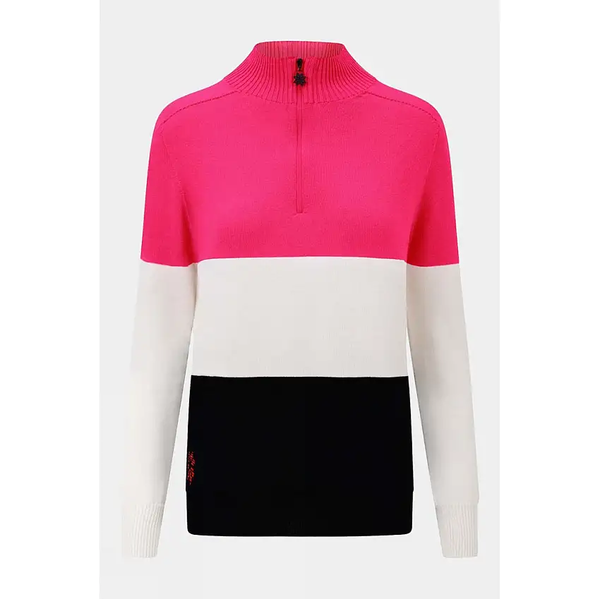 Snow Finel Womens Merino Three Colourblock Half Zip Fleece Top
