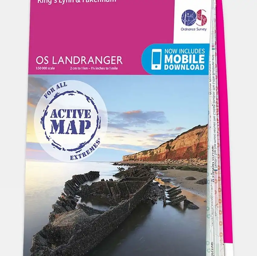 Ordnance Survey Active Landranger Map 132 North West Norfolk
