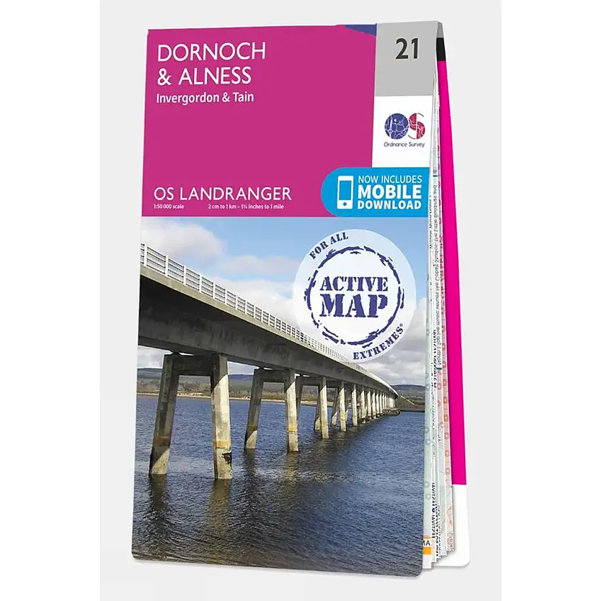 Ordnance Survey Active Landranger Map 21 Dornoch and Alness